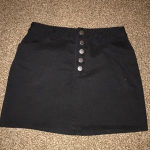 Black Mini Skirt with Front Buttons